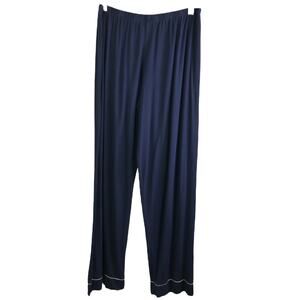 Eberjey Gisele Long Pajama Womens Sz L Navy Blue Cotton Stretch Elastic Waist